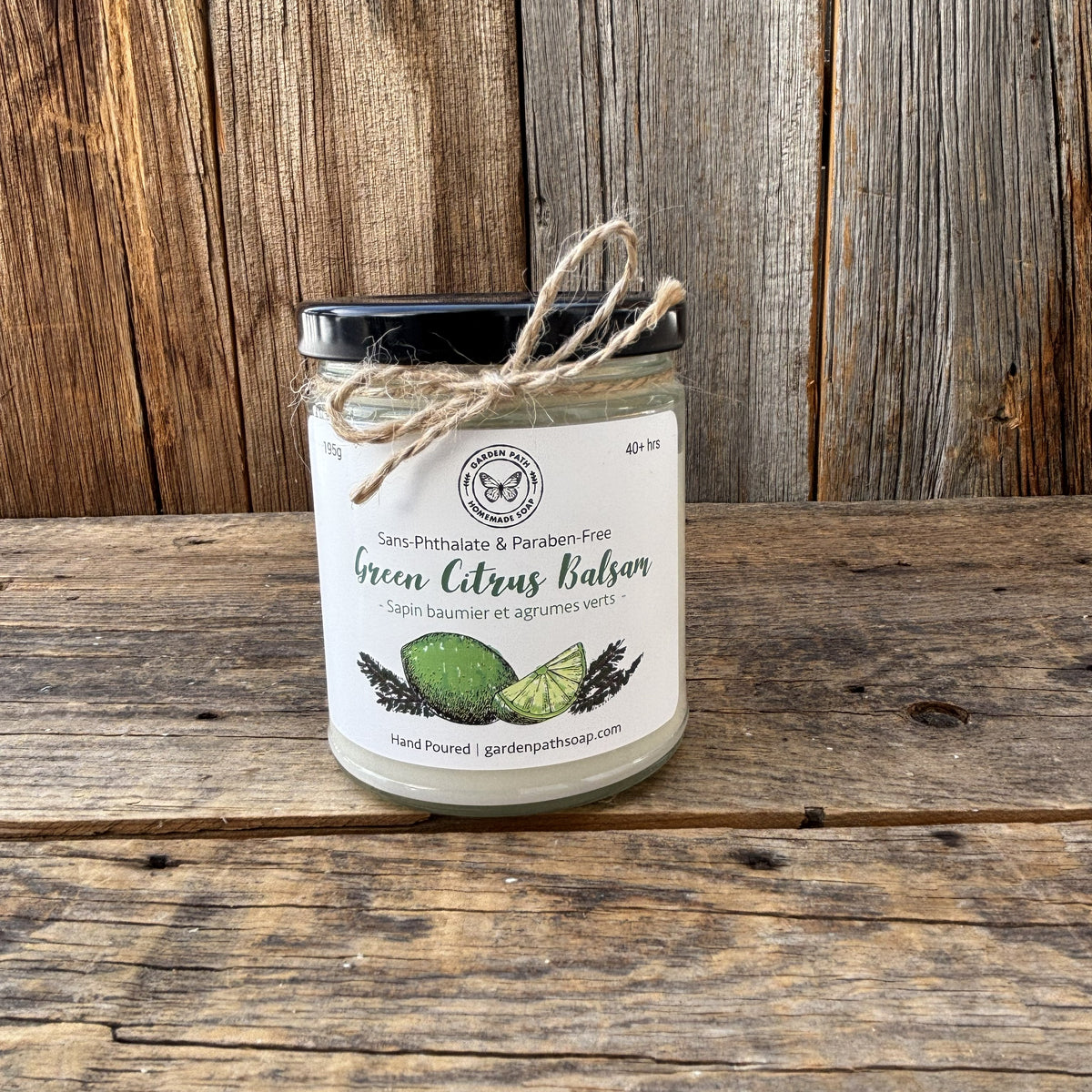 Large Green Citrus Balsam Soy Wax Candles - Garden Path Homemade Soap