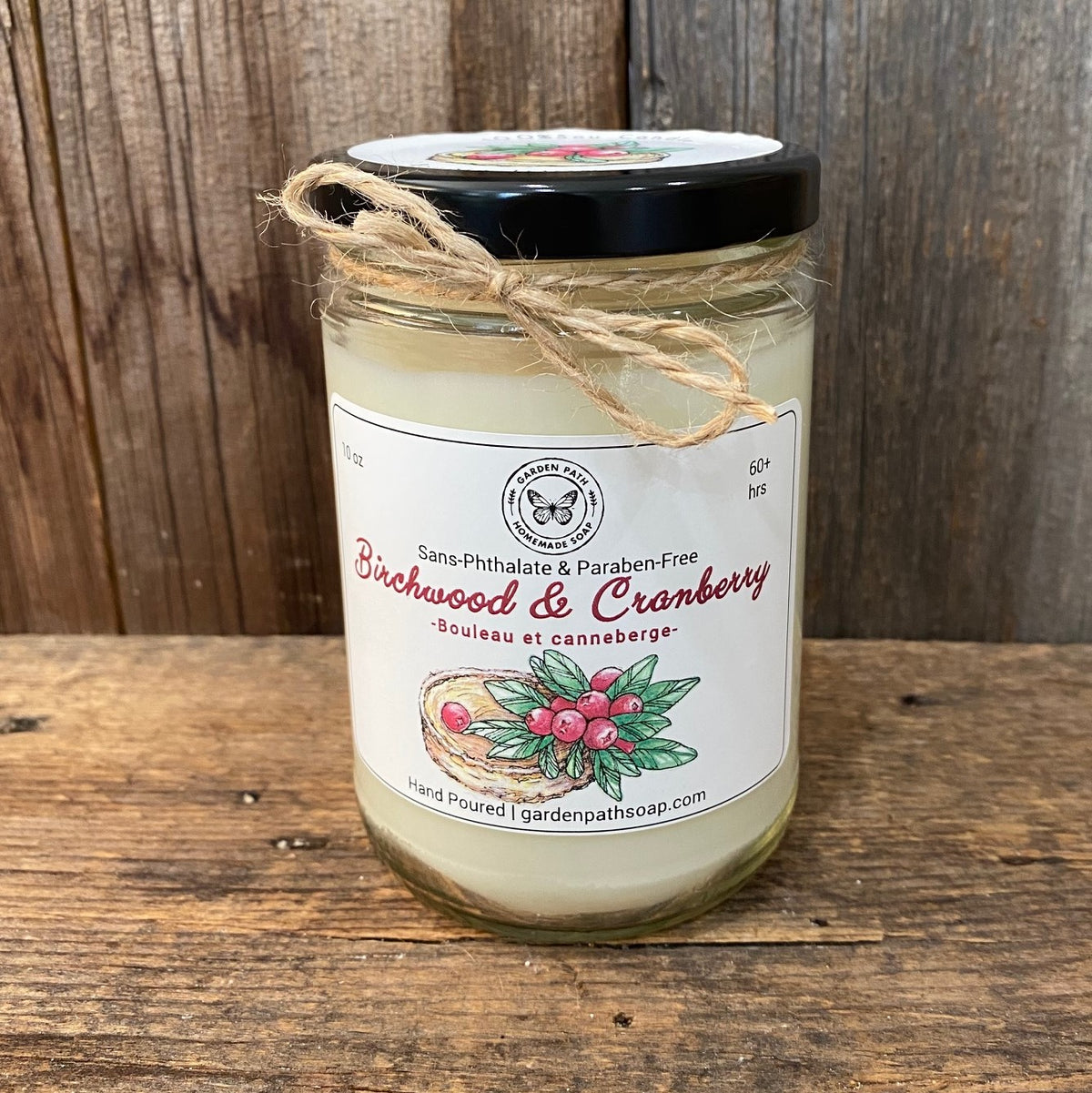Large Birchwood Cranberry Soy Wax Candles - Garden Path Homemade Soap